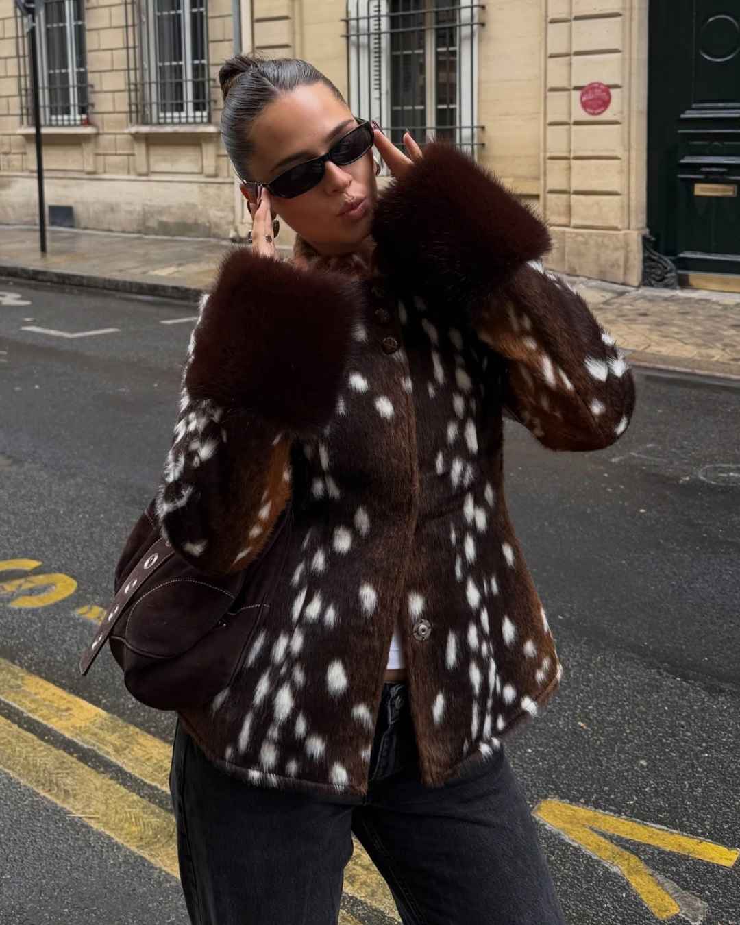Stehkragen Faux-Fell Bambi Jacke