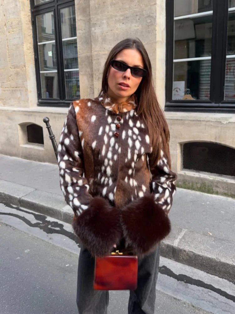 Stehkragen Faux-Fell Bambi Jacke