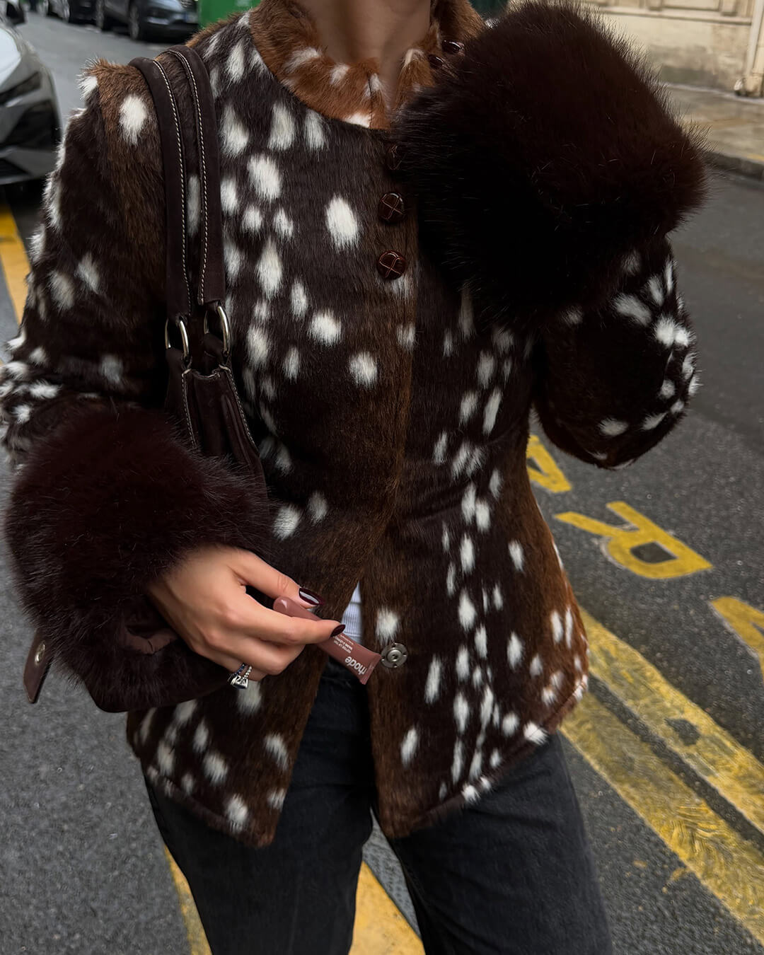 Stehkragen Faux-Fell Bambi Jacke