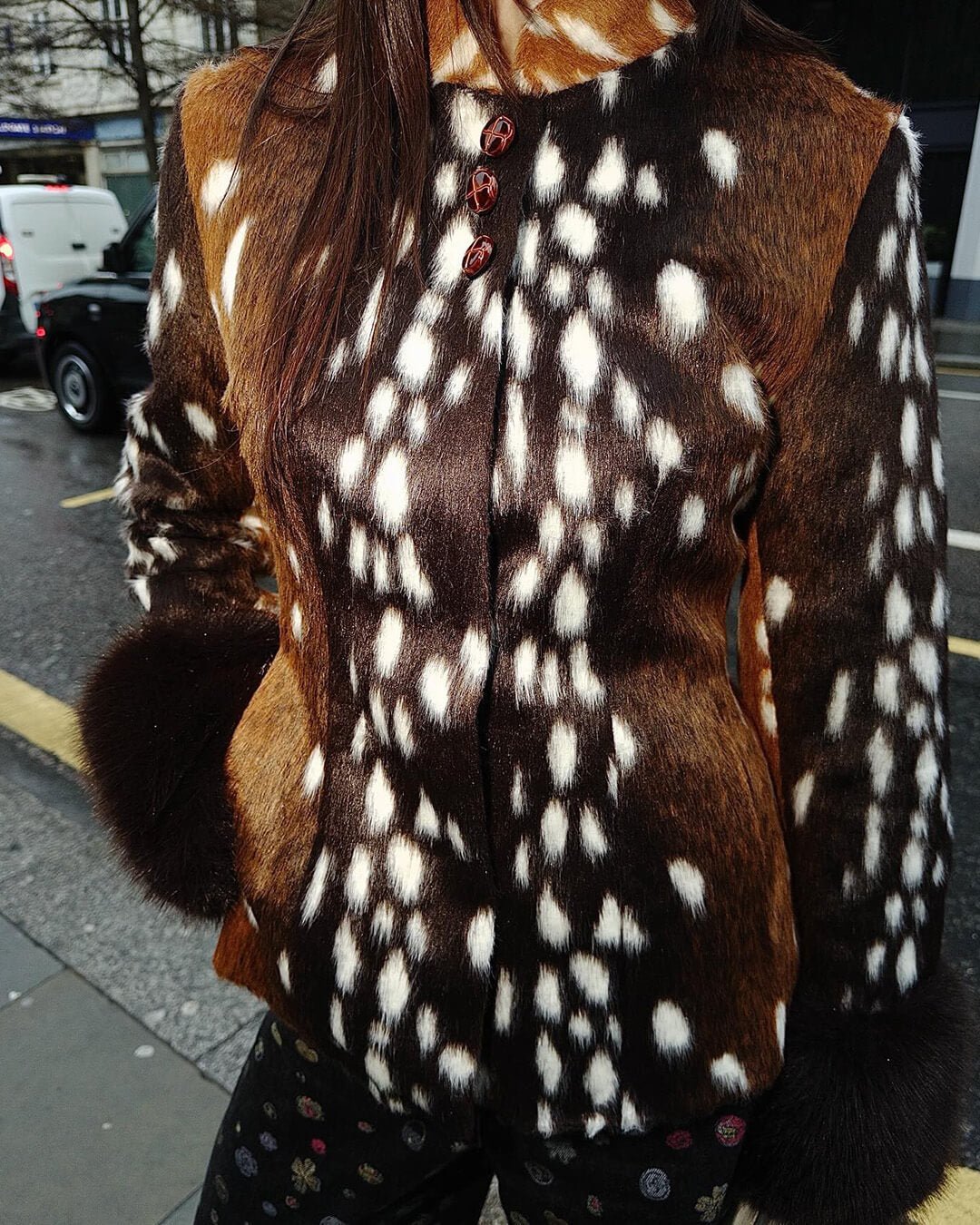 Stehkragen Faux-Fell Bambi Jacke