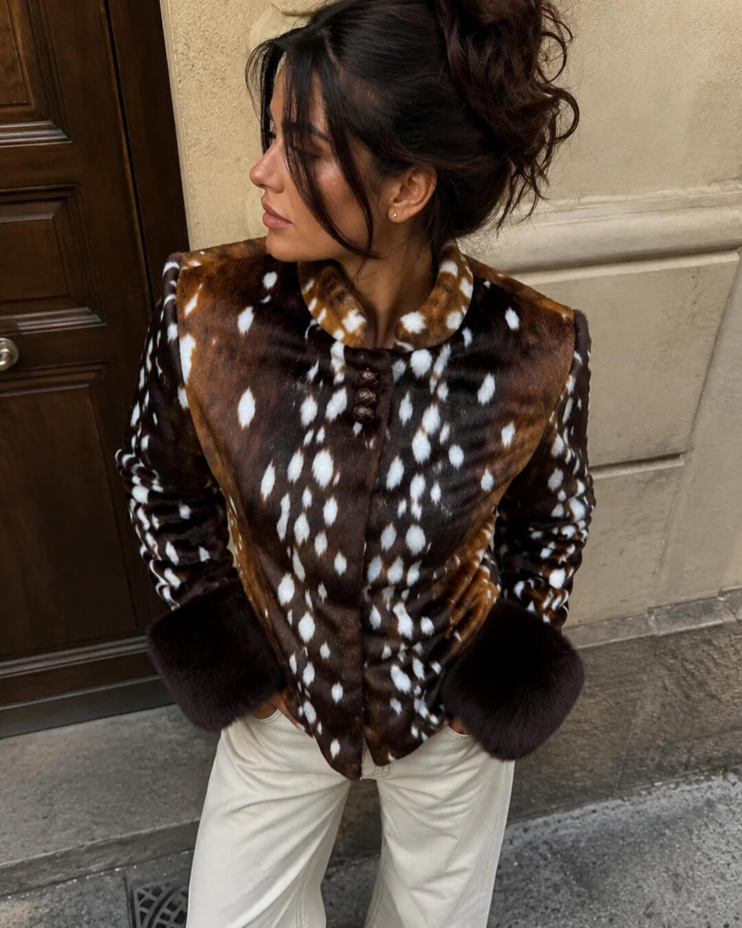 Stehkragen Faux-Fell Bambi Jacke