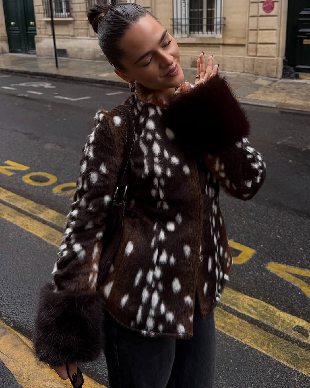 Stehkragen Faux-Fell Bambi Jacke