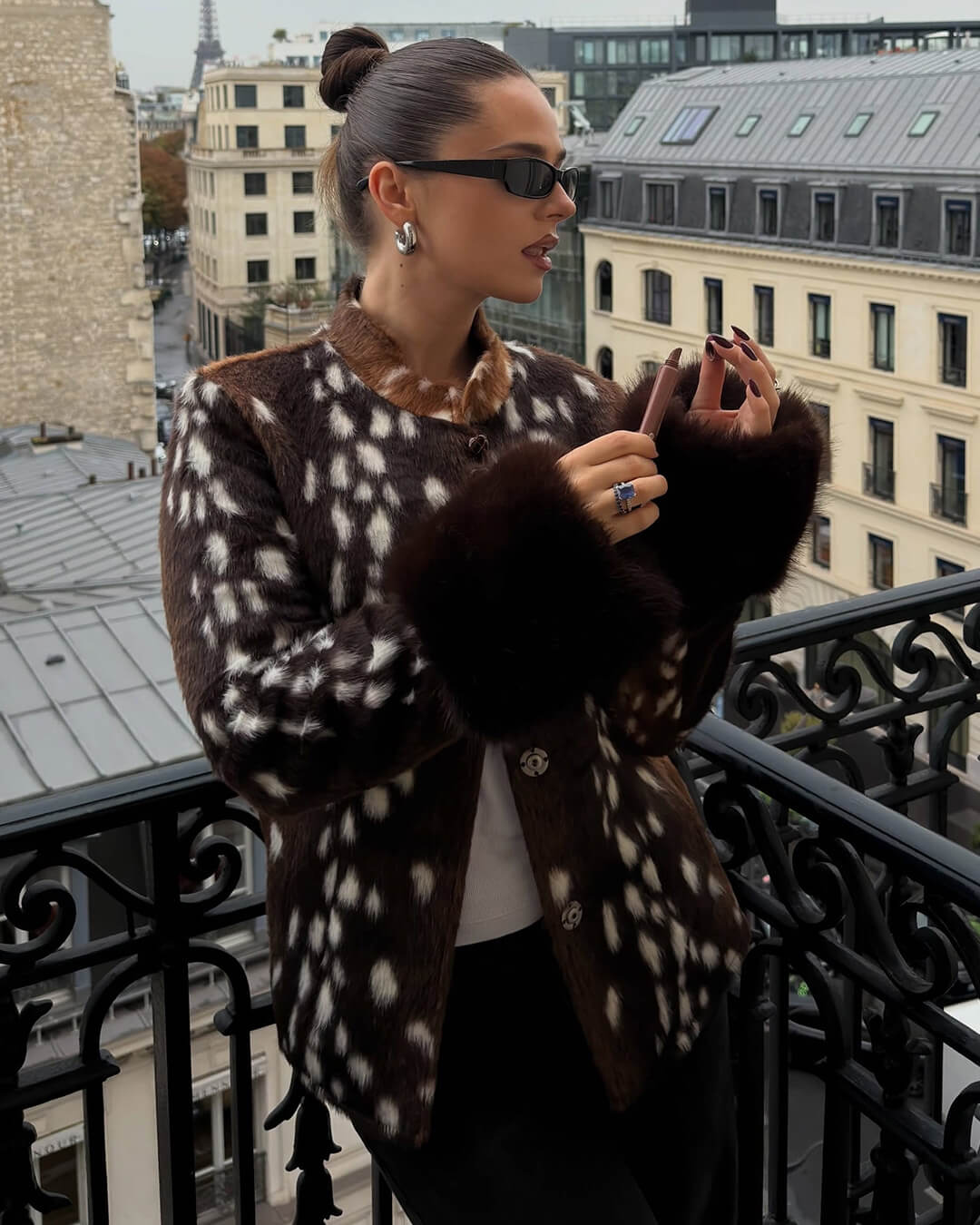 Stehkragen Faux-Fell Bambi Jacke