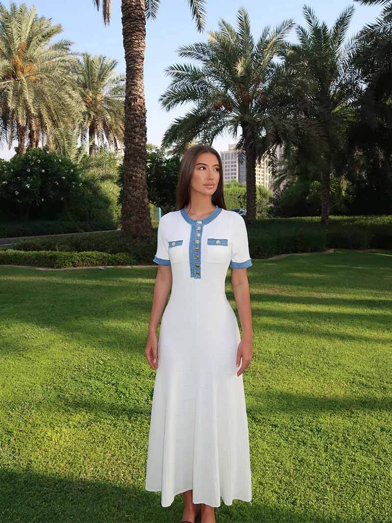 Annie – Weisses Strick-Maxikleid