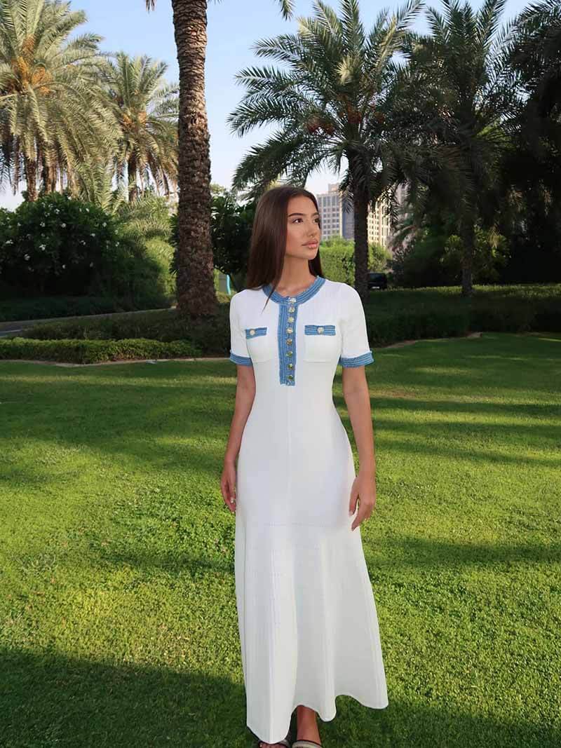 Annie – Weisses Strick-Maxikleid