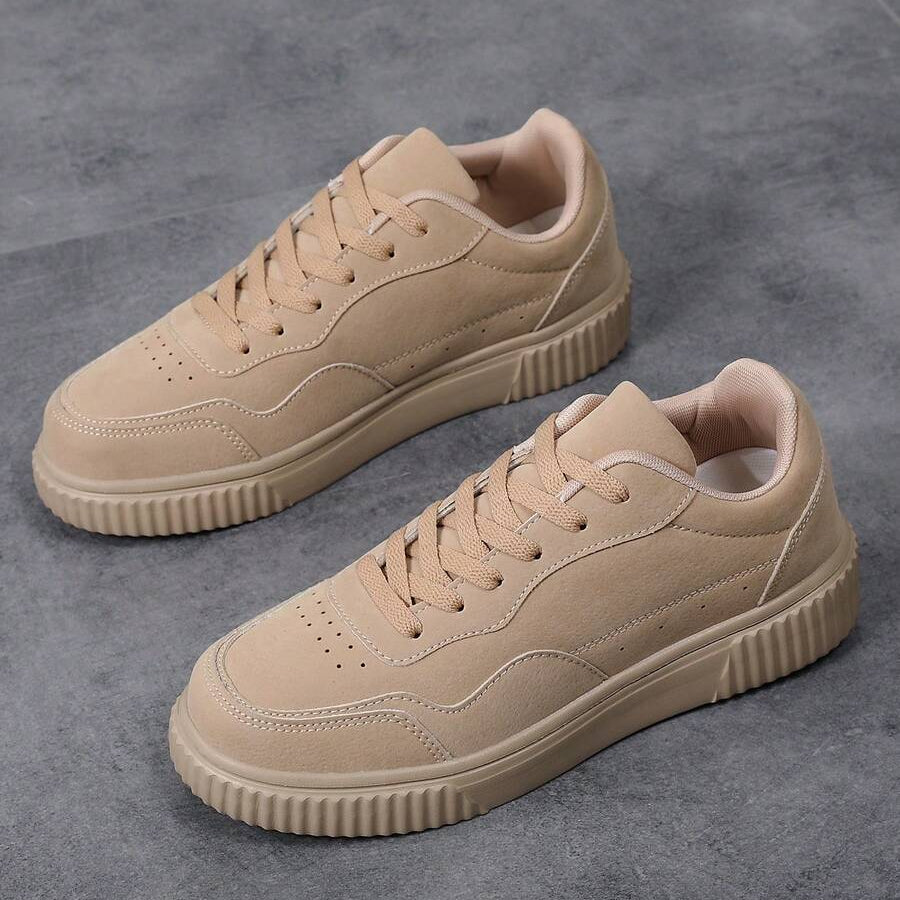 OLANE Stylish Lace - Up Suede Sneakers Brown37Men's Shoes