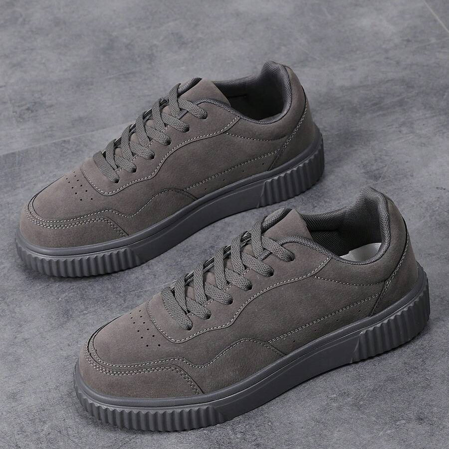 OLANE Stylish Lace - Up Suede Sneakers Grey37Men's Shoes