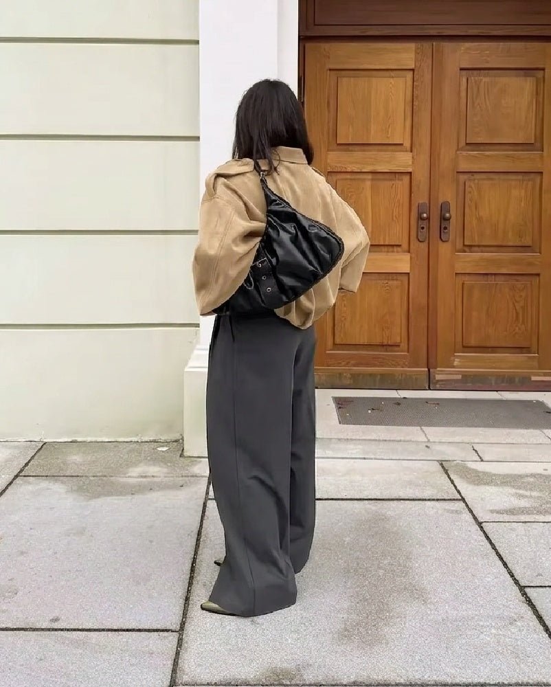 Stilvolle Oversized-Jacke in Veloursoptik mit Reissverschluss
