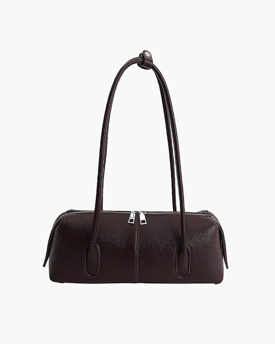 Zylindrische Kunstleder-Schultertasche im Vintage-Stil