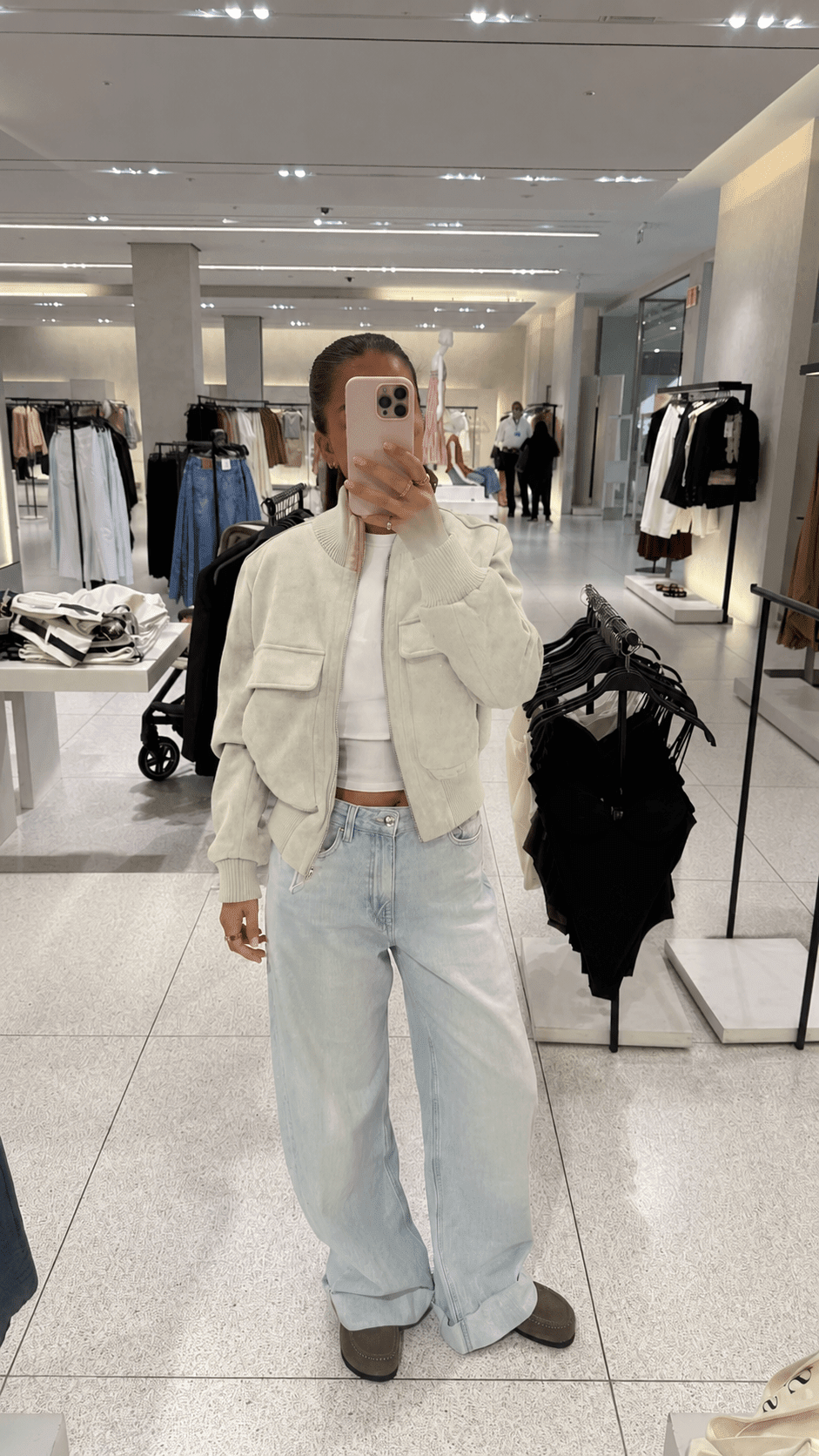 OLANE Vintage Faux Suede Bomber Jacket CoffeeXSWomen's Coats & Jackets