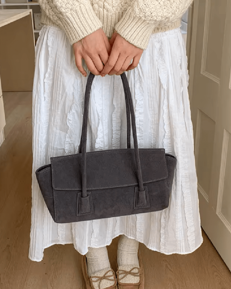 Vintage-Schultertasche aus Wildlederimitat