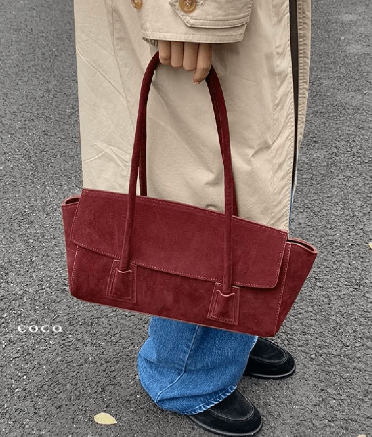 Vintage-Schultertasche aus Wildlederimitat