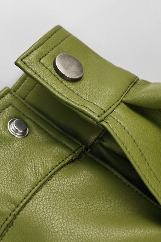 Grüne Kunstlederjacke im Vintage-Stil