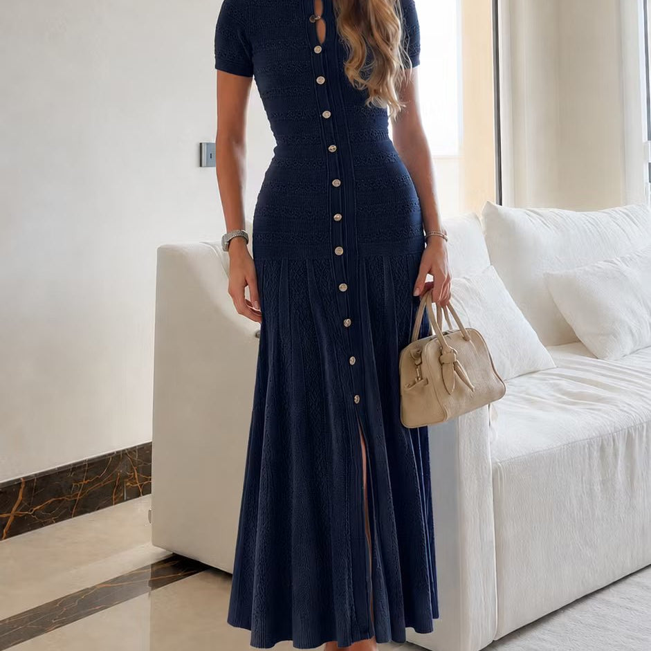 OLANE Wren Ribbed Knit Midi Dress NavyXSWomen's Dresses