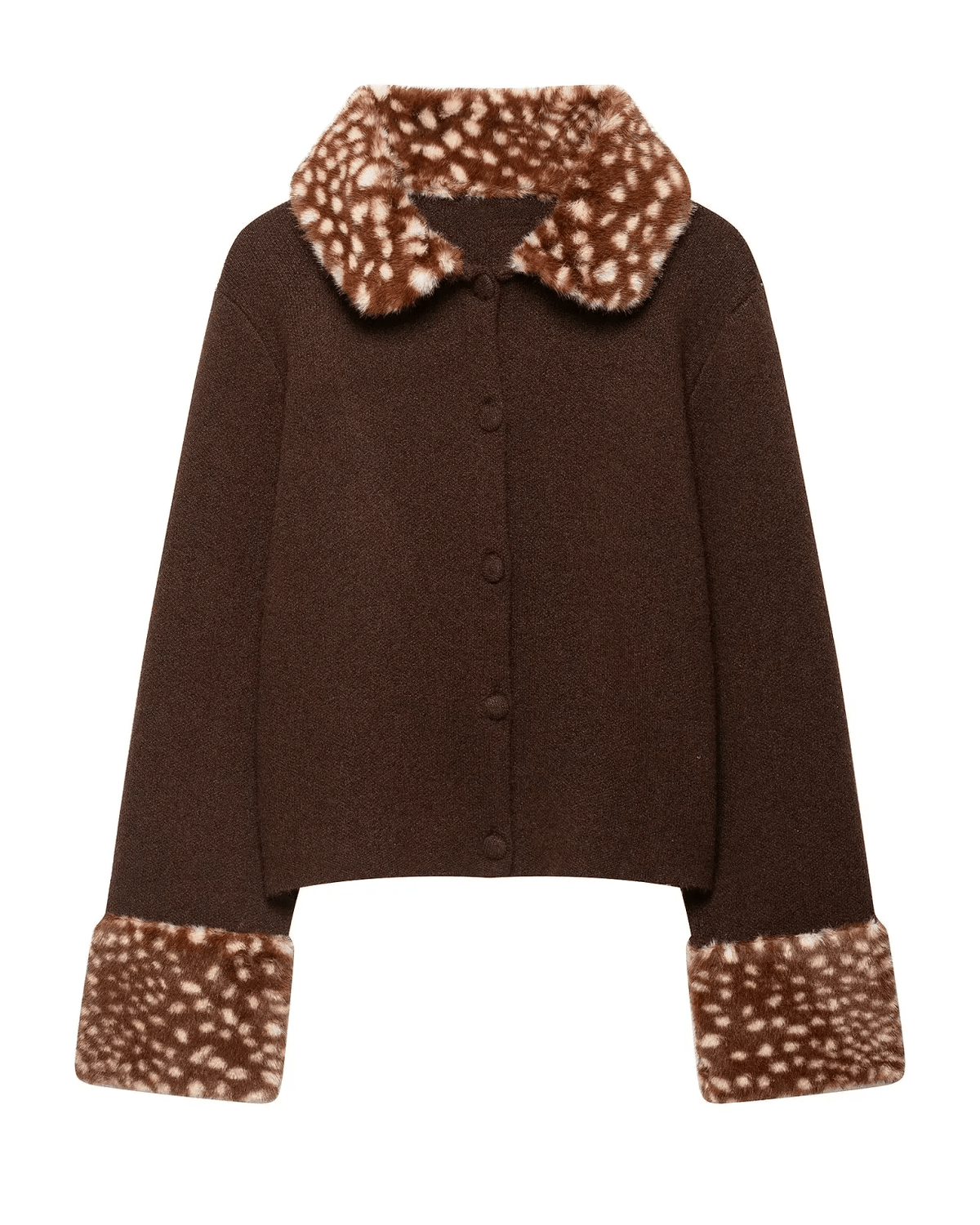 Bambi Faux Fur Trim Knit Cardigan