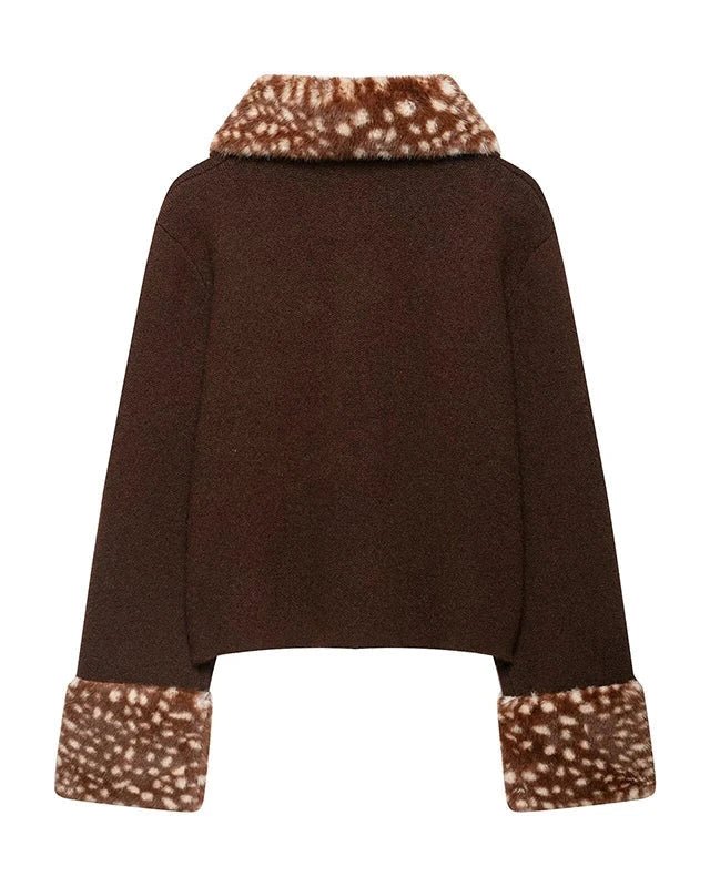 Bambi Faux Fur Trim Knit Cardigan