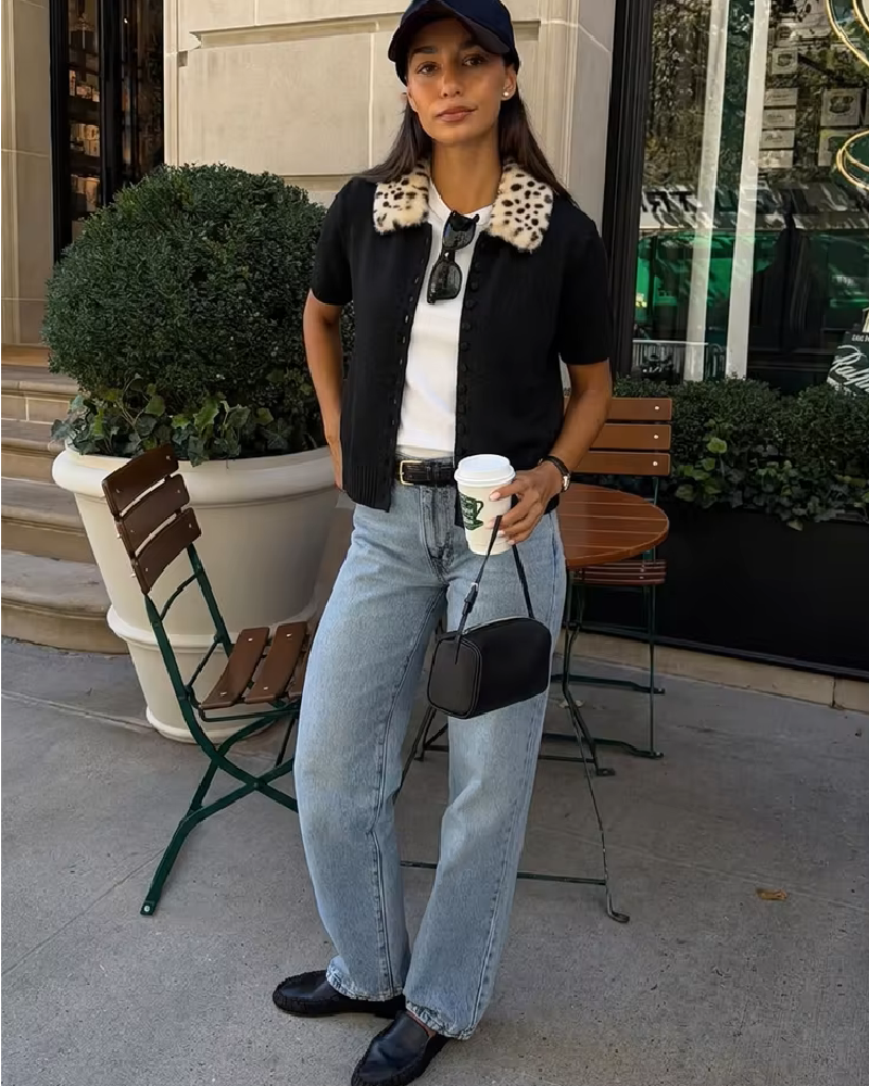 Top Cardigan in Maglia Bambi con Pelliccia Sintetica