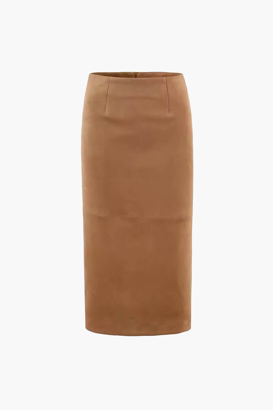 High-Waist Pencil Faux Suede Midi Skirt
