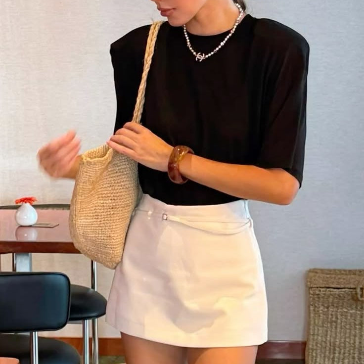 Casual Side Zip Mini Skort with Belt