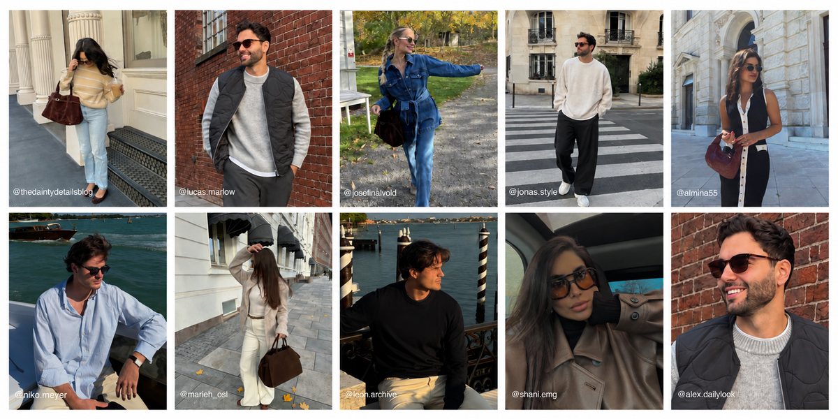 OLANE Collage mit Outfits für Damen und Herren