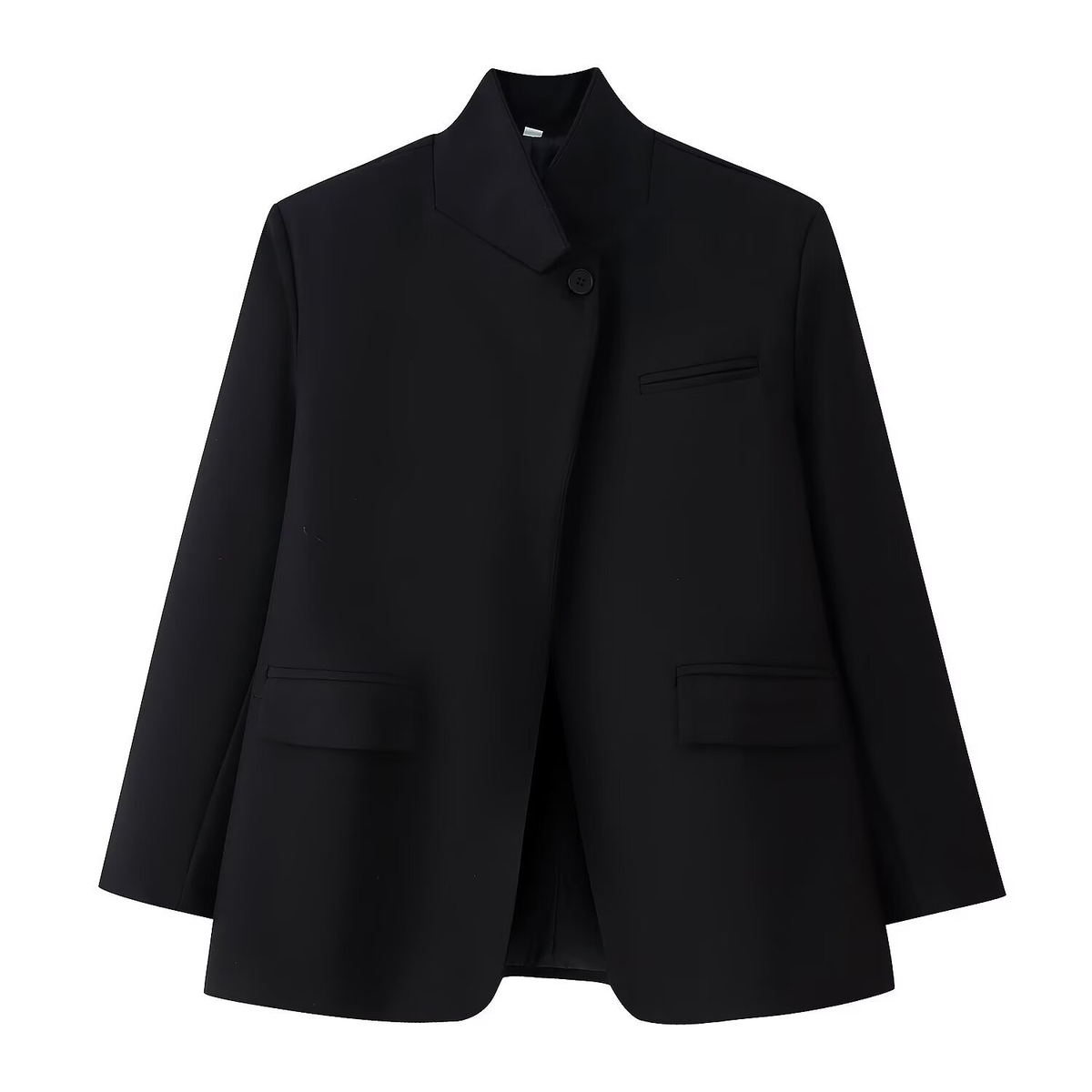 Chic Plaid Stand Collar Blazer