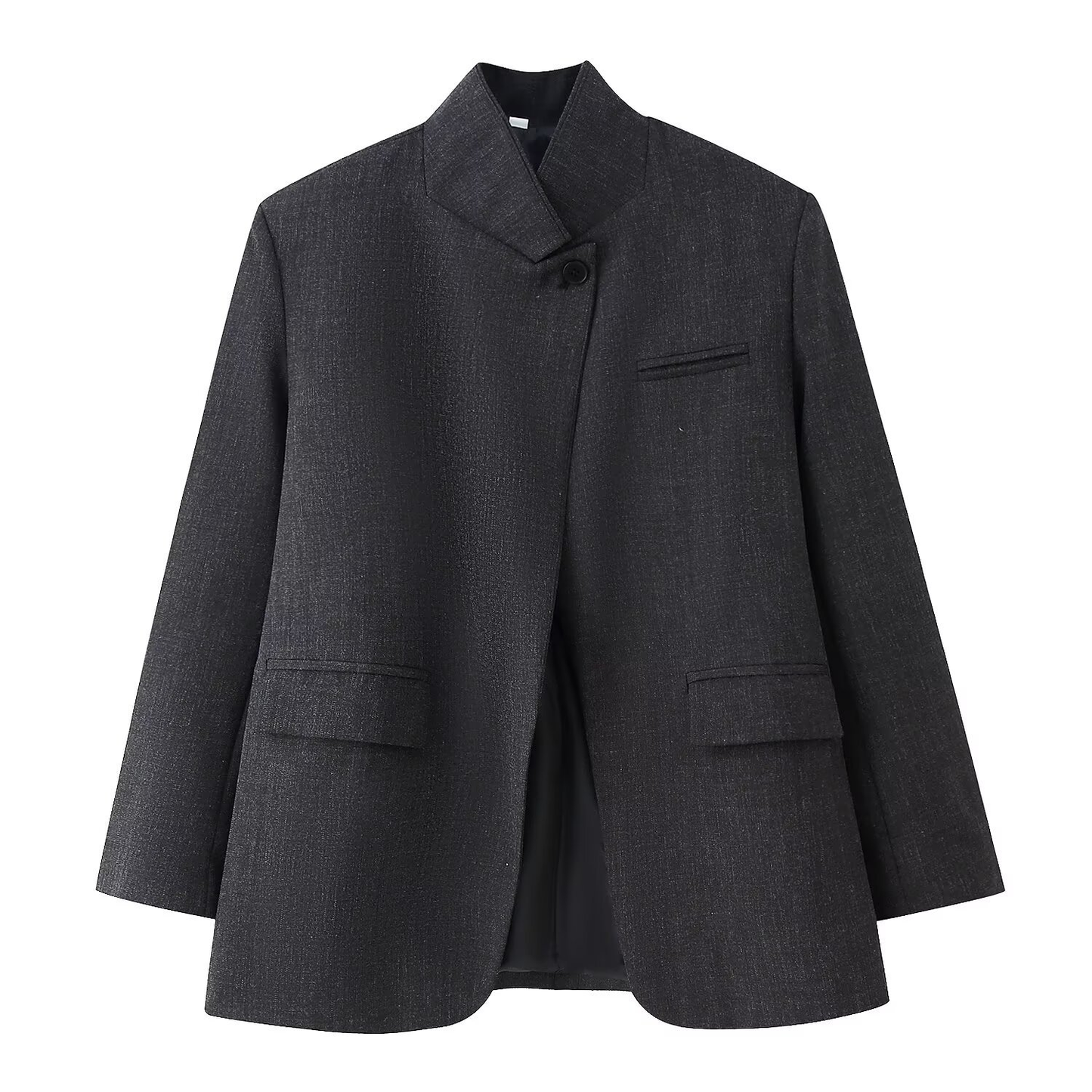 Chic Plaid Stand Collar Blazer
