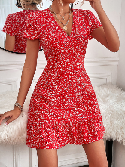 Zoe Blumen-Minikleid mit Puff-Ärmeln