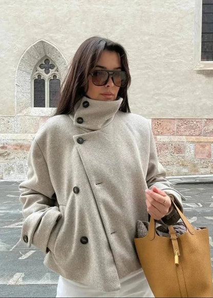 Stylish Stand Collar Jacket with Pockets