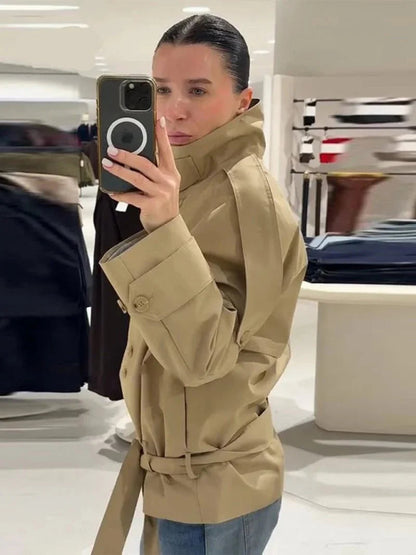 Giacca Trench Utility con Collo Alto