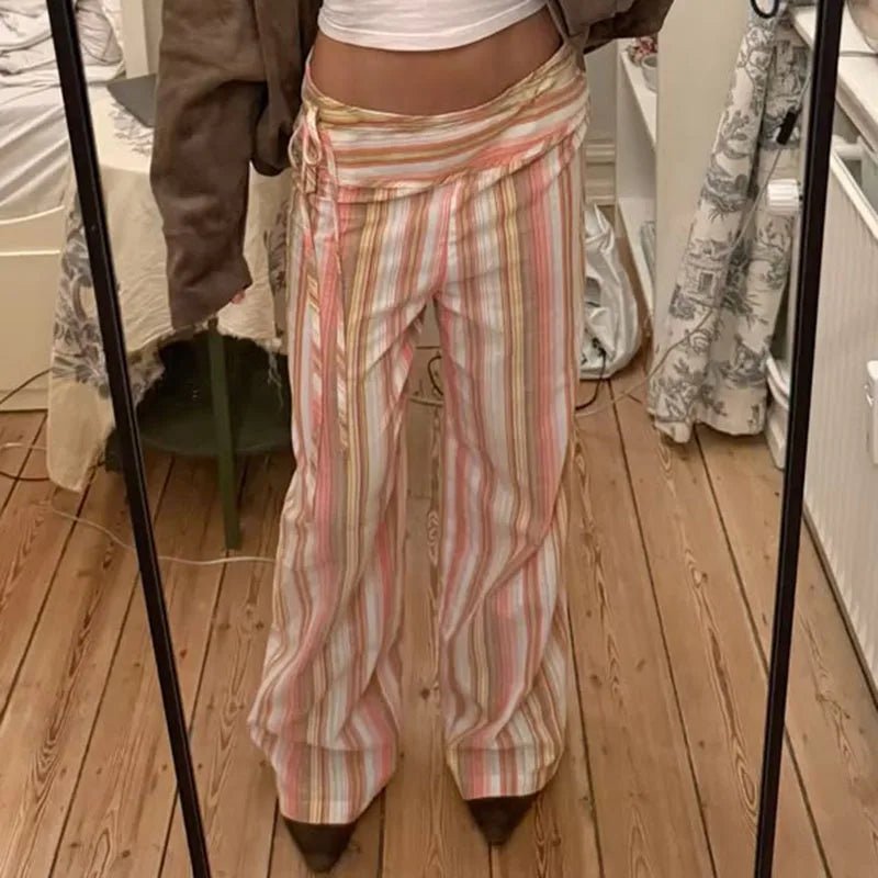 OLANE Daniela Boho Striped Palazzo Pants Orange/YellowSWomen's Bottoms