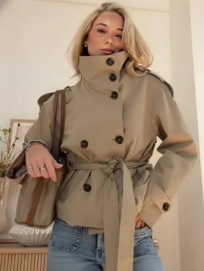 OLANE Alicia Waist-Cinching Belted Trench Coat CamelXSWomen's Coats & Jackets