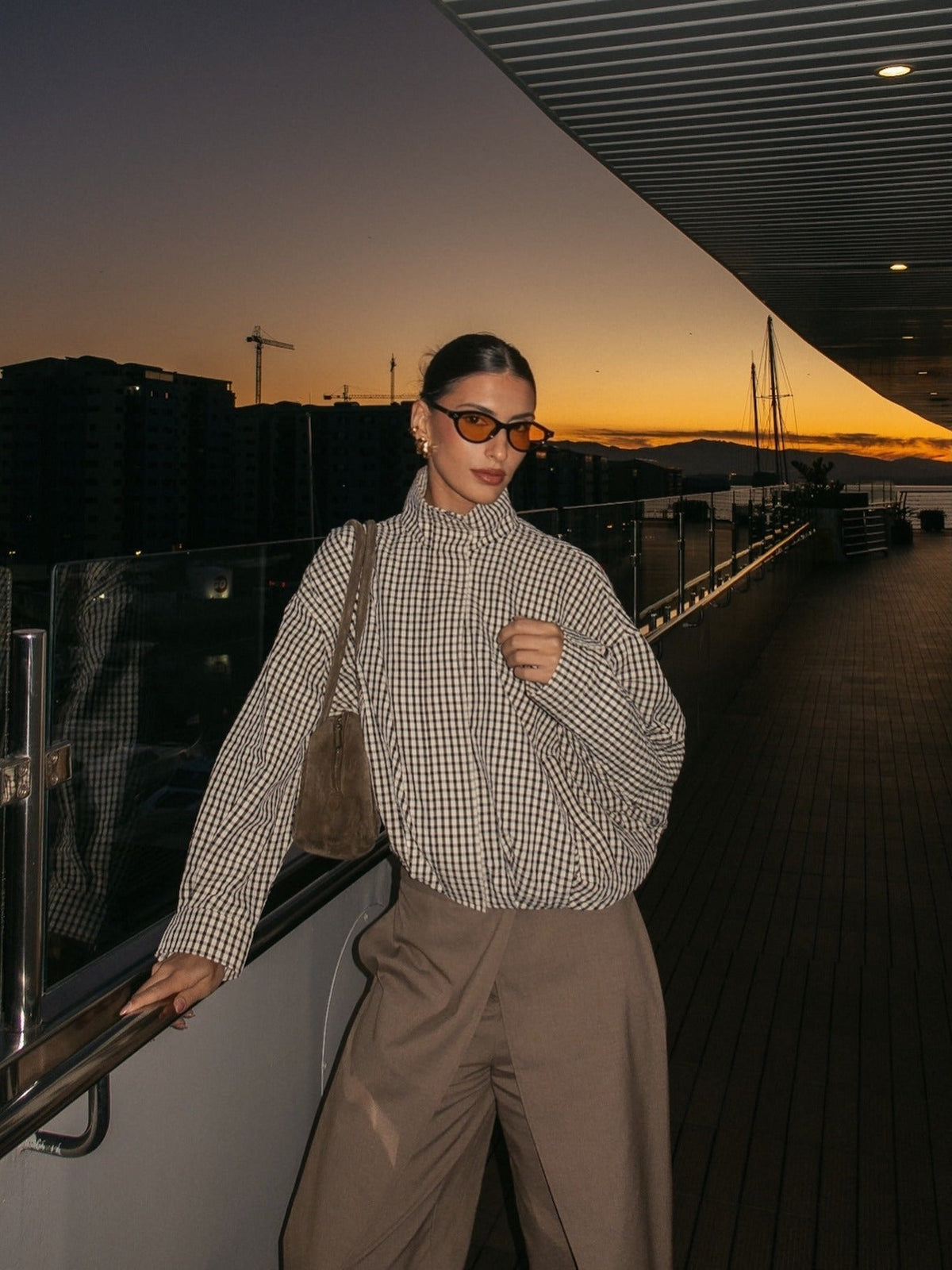 OLANE Amy Plaid Funnel Neck Jacket XSWomen's Coats & Jackets