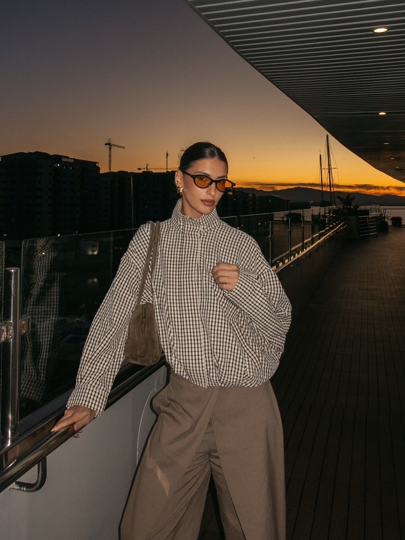 OLANE Amy Plaid Funnel Neck Jacket XSWomen's Coats & Jackets