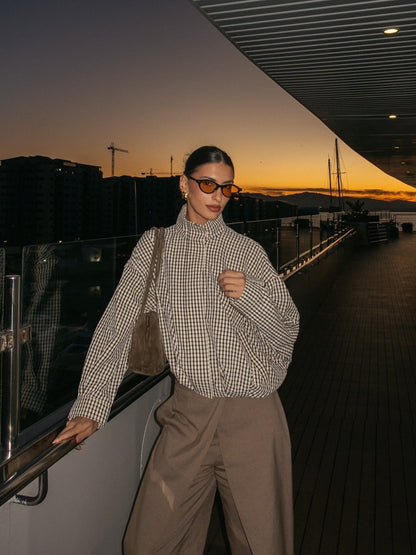 OLANE Amy Plaid Funnel Neck Jacket XSWomen's Coats & Jackets
