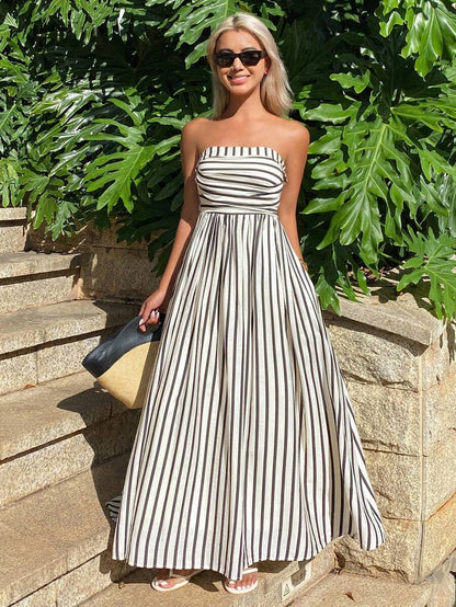 OLANE Annie Ruched Stripe Tube Dress XSDress