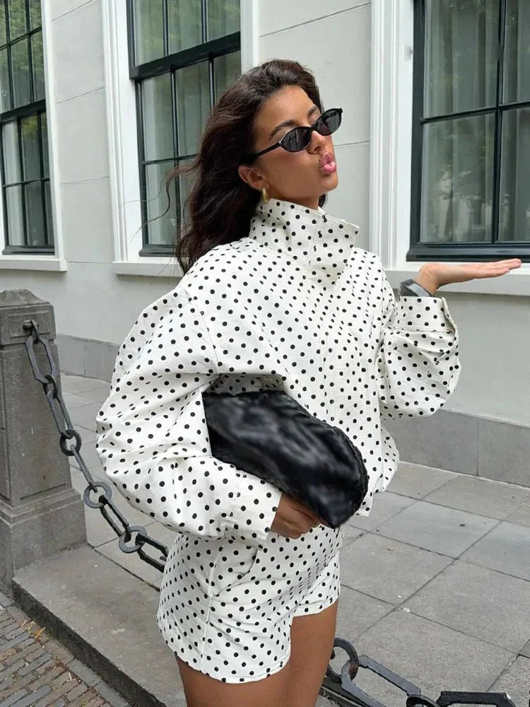 OLANE Annie Tailored Polka Dot Jacket WhiteXSWomen's Coats & Jackets