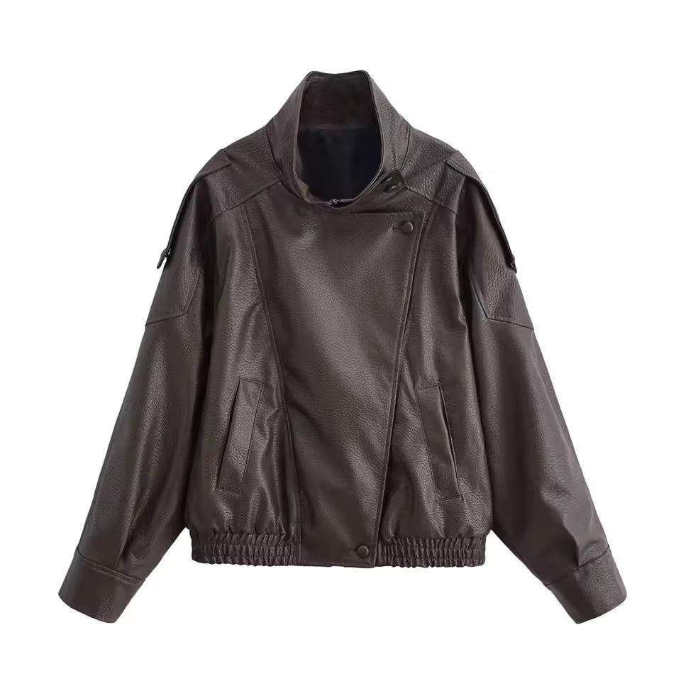 Asymmetrische Jacke mit Knopf und Tasche