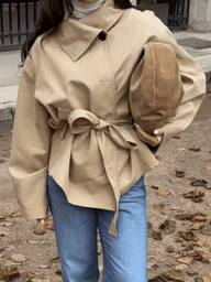 Trench-coat asymétrique boutonné ceinturé