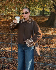 Bambi Cardigan in Maglia con Rifinitura in Pelliccia Sintetica