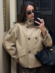 Trench-coat beige croisé