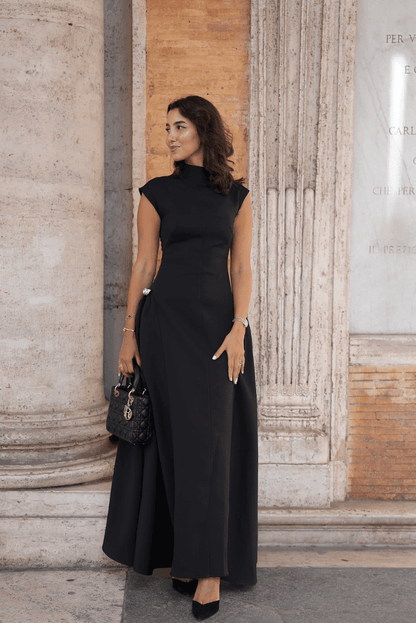 OLANE Black Fitted Mock-Neck Maxi Dress BlackSWomen’s Dresses