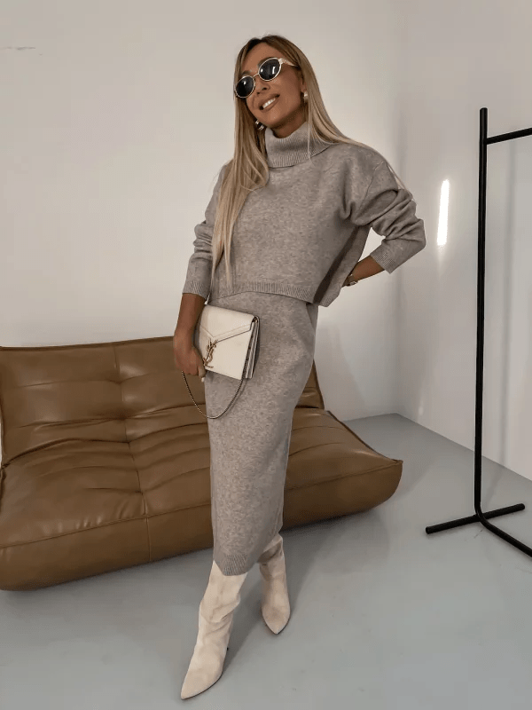 Adsara – Gemütliches Set aus Midikleid und Pullover