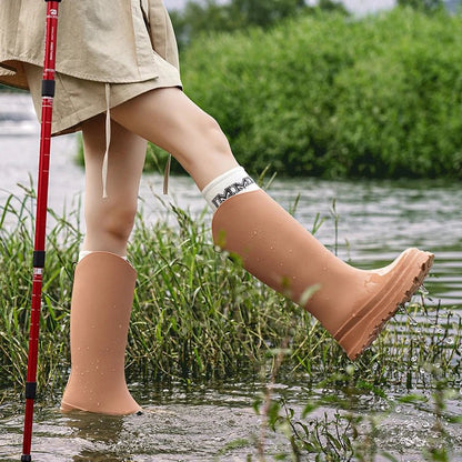 Olane Brand High Waterproof Rain Boots Brown36Women's Rain Boots