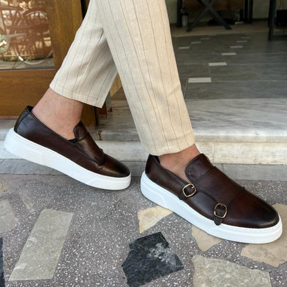 Olane Brand Leather Loafer with buckle Black38Sneakers