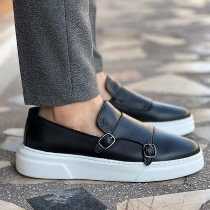 Olane Brand Leather Loafer with buckle Black38Sneakers