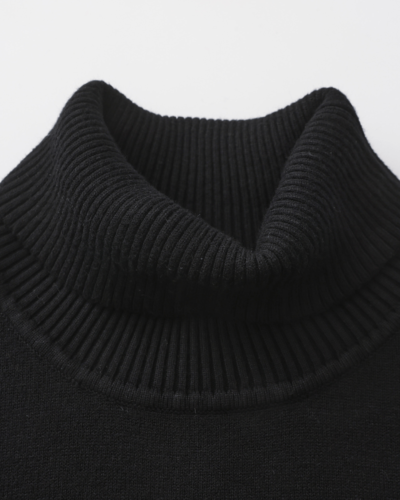 Olane Brand Men's Slim Fit Turtleneck Sweater - Elegant Beige Fine Knit for Business & Leisure BlackSMen's Sweaters