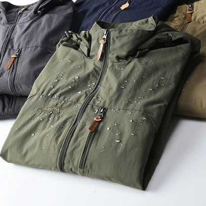 Olane Brand Waterproof Hooded Tactical Jacket Army GreenMWindbreakers
