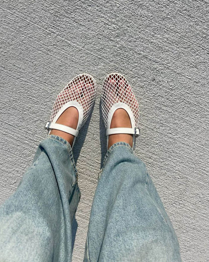 OLANE Breathable Mesh Ballet Flats White36Women's Shoes