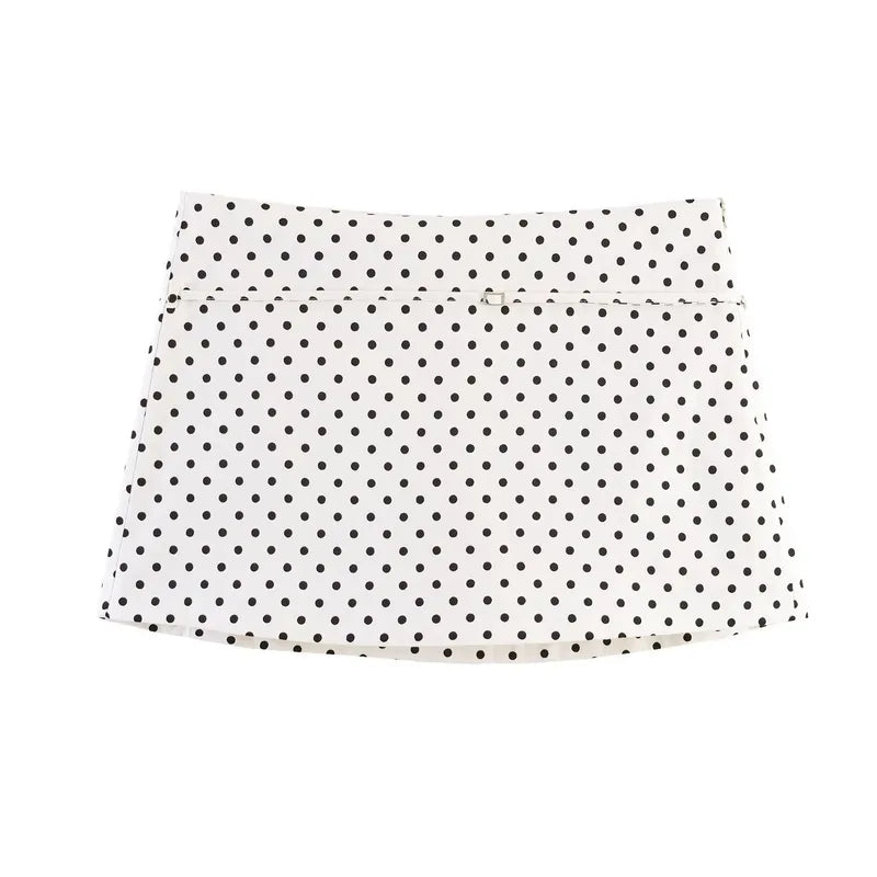 OLANE Casual Side Zip Mini Skort with Belt Polka DotXSShorts