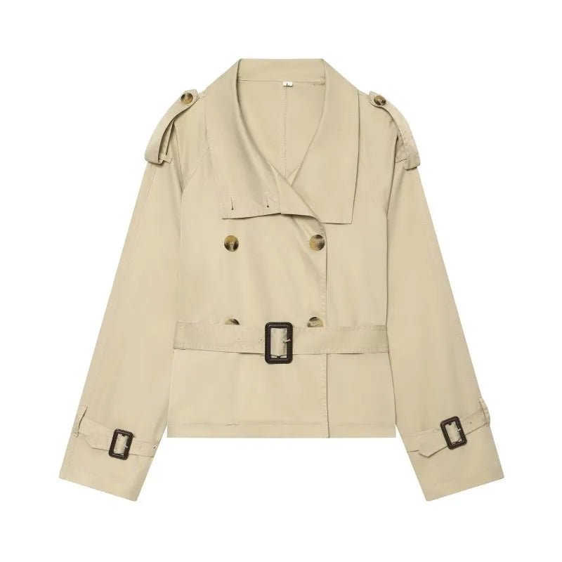 OLANE Classic British Belted Trench Coat BeigeLWomen's Coats & Jackets